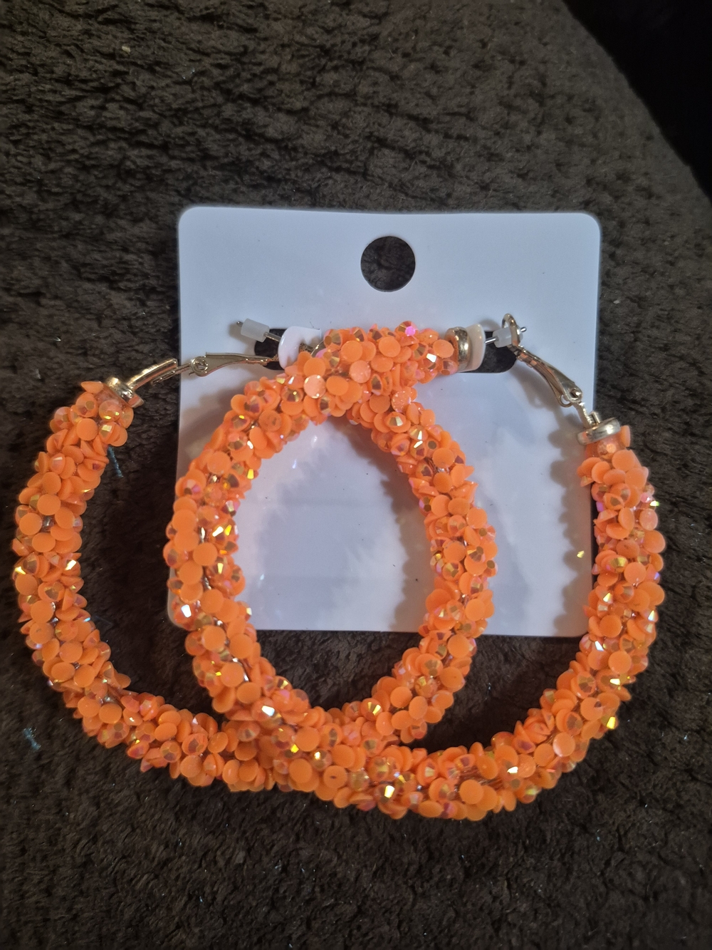 Vibrant Orange Floral Hoop Earrings for Women